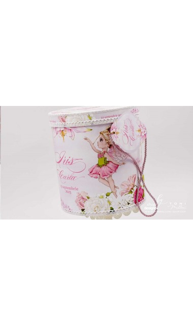 Trusou de botez personalizat prin brodare roz Zane 13
